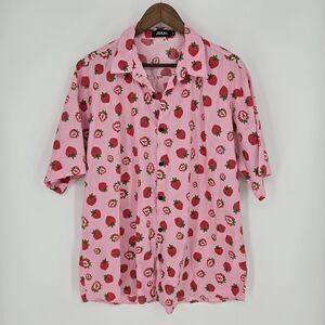 Mens Jogal Strawberry Print Button Front Shirt XXL Cotton